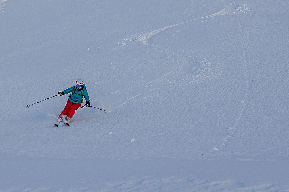 Hier finden wir noch schönen Pulverschnee