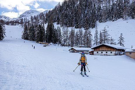 Die letzten Meter geht es dann auf der Piste nach Zauchensee Die letzten Meter geht es dann auf der Piste nach Zauchensee