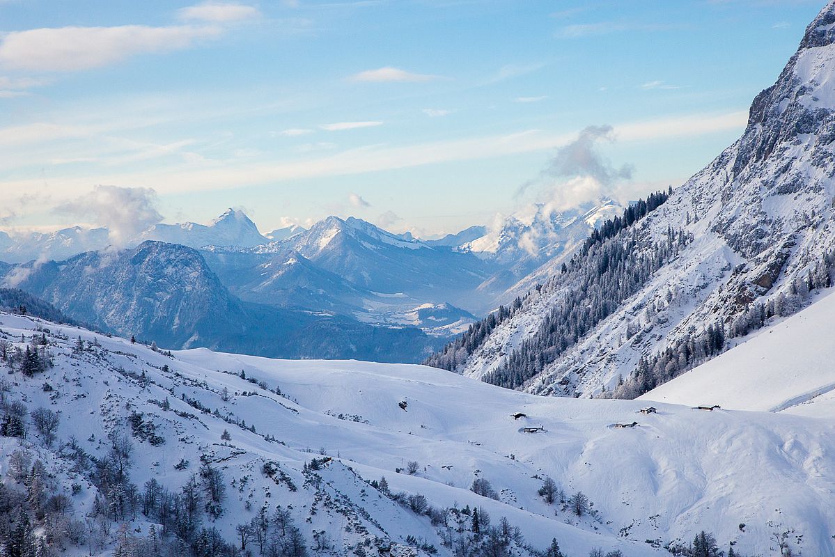Blick vom Kohlahnersattel nach Westen zum Roßkaiser 
