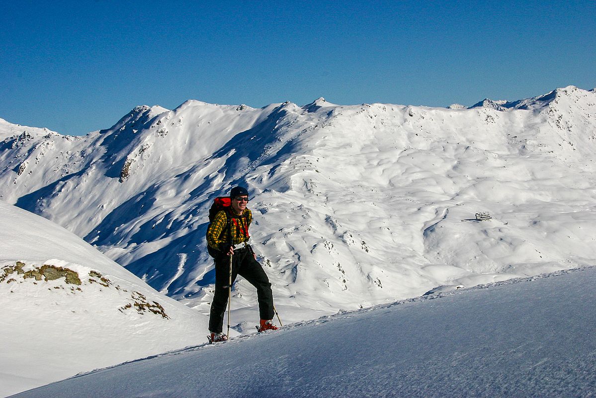 Die letzten Meter zum Gipfel - im Hintergrund die Rastkogelhütte 