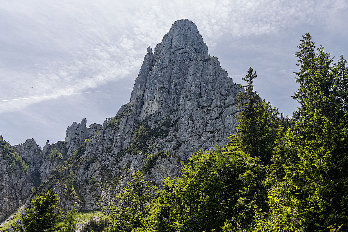 Die beeindruckende Hörndlwand von der Hörndlalm