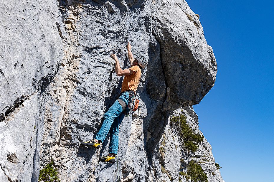 Problemzone Die anfängliche Boulderstelle in der Route Problemzone (8).