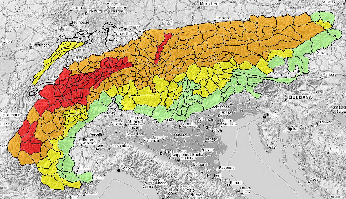 Abb. 2: Lawinenprognose vom 14. März 2019 für den ganzen Alpenraum