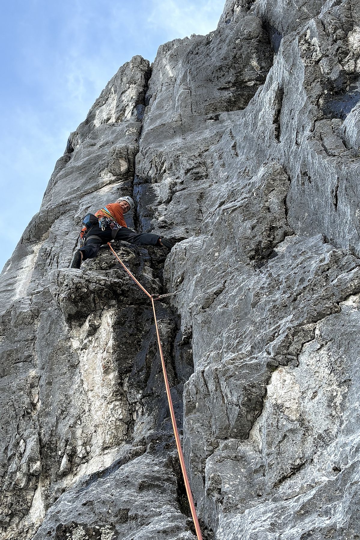 Die Rissverschneidung der 9. Seillänge zum Kopf des Nordkantenwächters