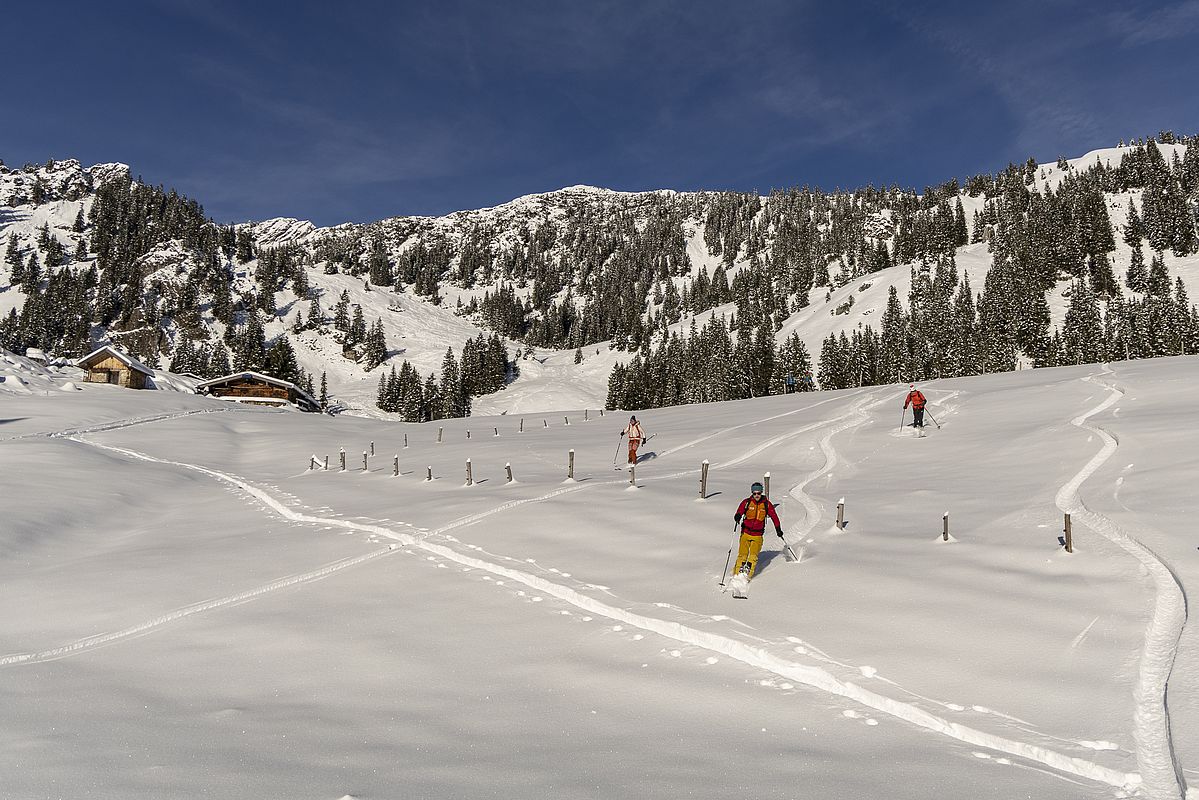 Und noch ein letzter Hang im Krottental, bevor die Felle wieder an die Ski kommen