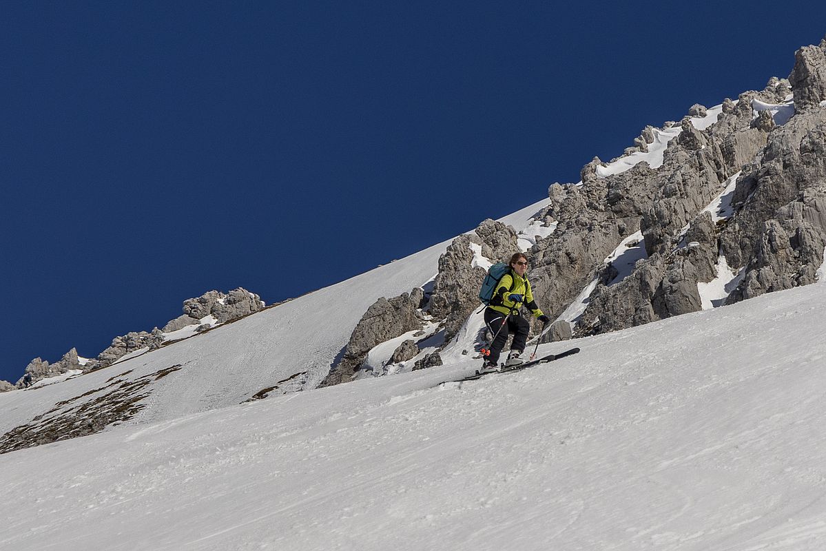 Den perfektesten Firn gab es im glatten, windgepressten Schnee des obersten Kars