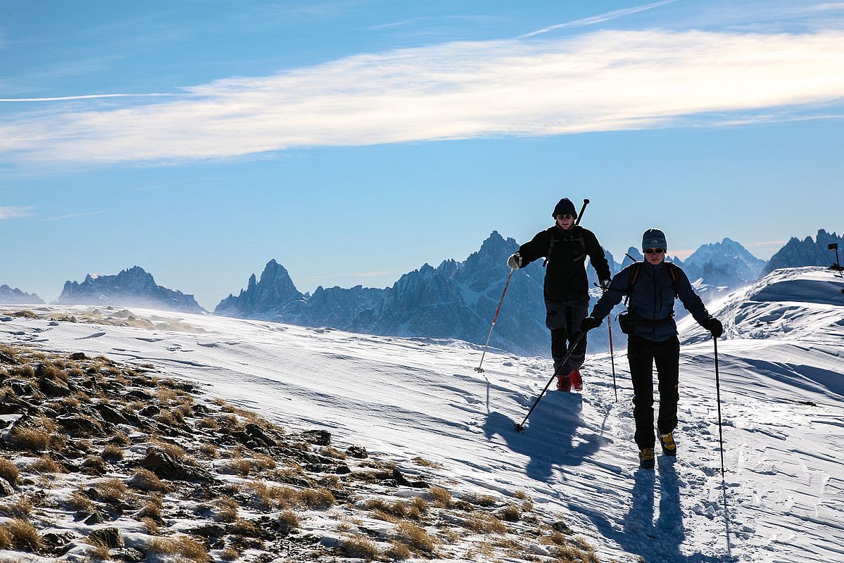 Blick vom Gipfelkamm in die Sextener Dolomiten 