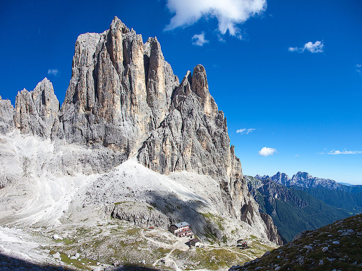 Pradidalihütte in der Palagruppe, Dolomiten