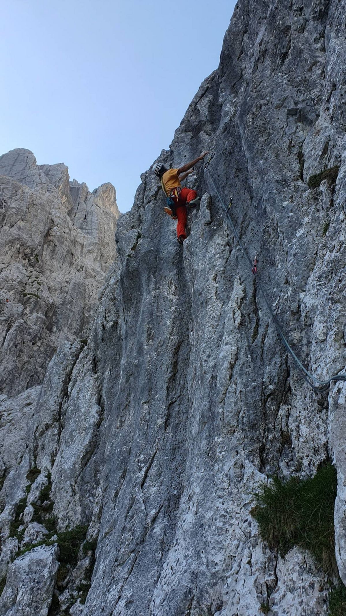 Klettern in der Route Casanova am Totenkirchl im Wilden Kaiser