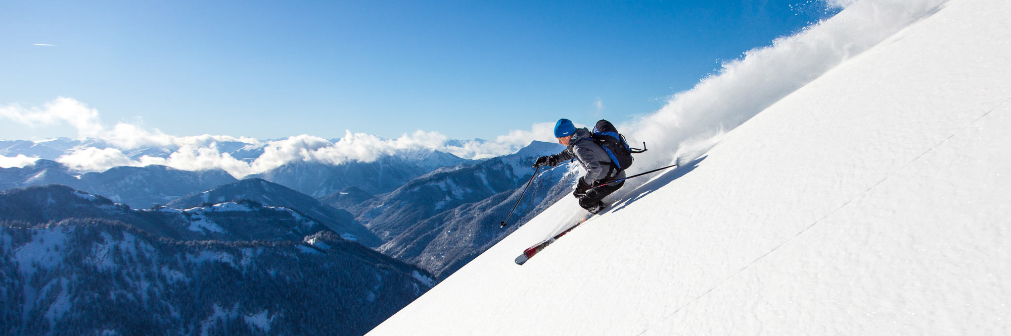 Powderabfahrt auf einer Skitour vom Großen Traithen, Bayerische Alpen