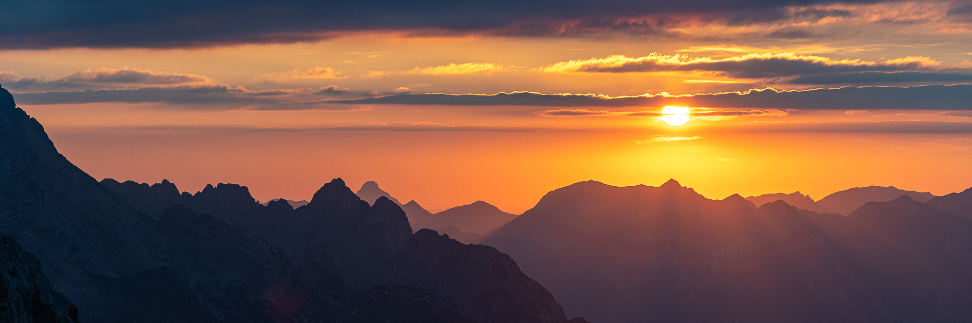 Sonnenuntergang über dem Wettersteingebirge