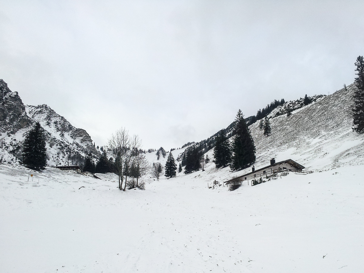 Traurige Schneelage im Chiemgau im Dezember. 